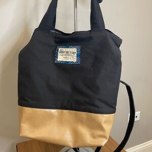 Black messanger bag with faux leather & canvass